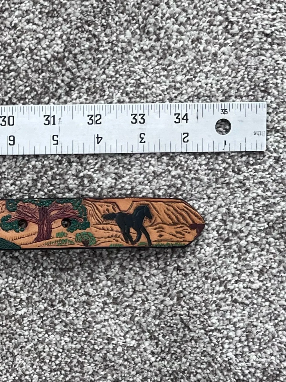 Nocona Brown Bonded Leather kids belt with painted horses and scenery